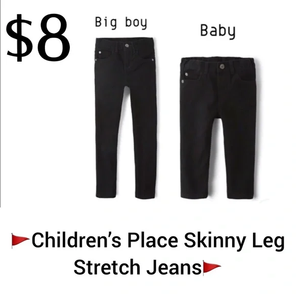 CHILDREN’S PLACE BLACK SKINNY LEG JEANS - Picture 2 of 2